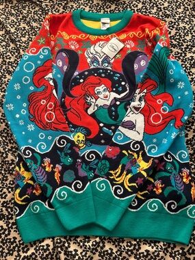 Disney Little Mermaid One-Piece Sweater in Teal, Red, Black and Purple